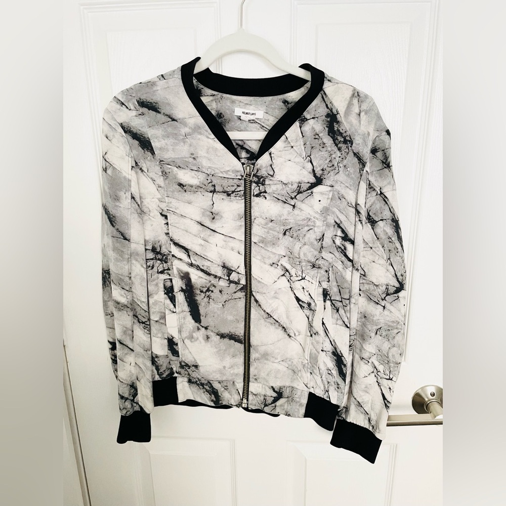 Helmut Lang wmns silk bomber jacket sz M black/gray/ white